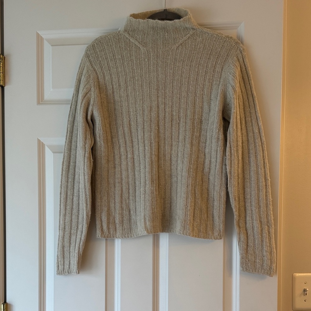 The Limited Oatmeal Ribbed Mockneck Sweater